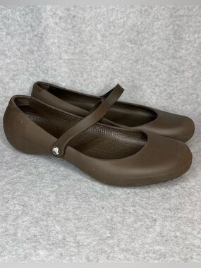 Crocs Alice Mary Jane Flats Brown Womens Size 11 Y2K Minimalist Comfort